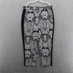 Chicos Paisley Print Ankle Pants Size 2.5 US 14 Black‎ White Womens Drawstring